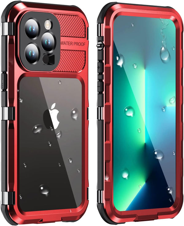 WIFORT Waterproof Case for iPhone 13 Pro, Metal Rugged Full Body Shockproof Aluminum Cover with Built-in Screen