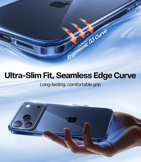 TORRAS 17 2025 17 for iPhone Pro Case Crystal Blue, Ultra-Thin, Upgraded Non-Yellowing, Military-Grade Protection, Slim