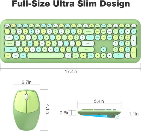 MOFii Wireless Keyboard and Mouse Combo, Full Size Keyboard, 2.4GHz USB Connection, Cute Wireless Mouse