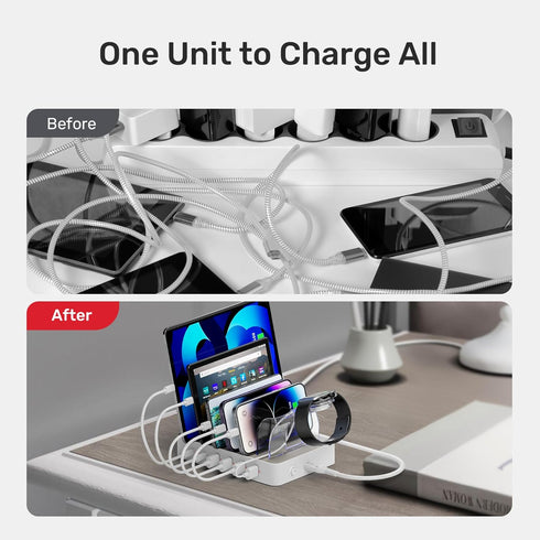Unitek Multi USB Charging Station, 6 Port USB C Dock with 2 PD 20W for iPad, iPhone, Samsung, Tablets
