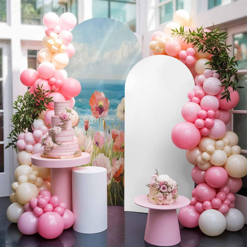 Jnbasdffb 6 Pink Spring Floral Wedding Arch Cover,Stretchy Spandex Arch Backdrop Stand Covers FT,Modern Abstract Art