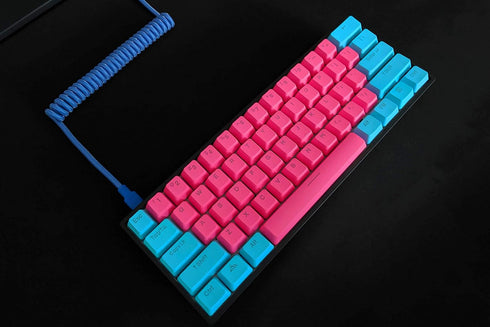 ASCENY Coiled & Double-Sleeved Mechanical Keyboard Cable for Type-C Mechanical Keyboards (Blue)