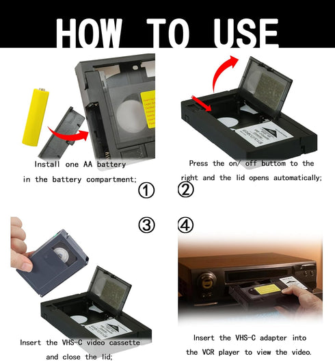 BECBOLDF Cassette Cassette 8mm Hi8 4 VHS-C Adapter Compatible with VHS-C SVHS Camcorders Motorized VHS Converter Not
