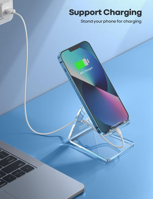 Lamicall Clear Cell Phone Stand, Transparent Phone Dock for Desk, Acrylic Office Accessories, Suitable for 4-8'' iPhone