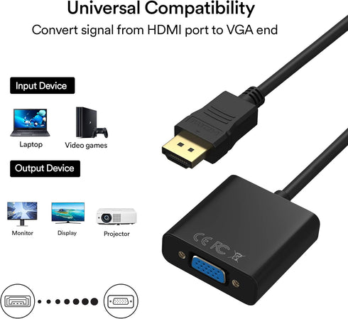 HDMI to VGA 1080P Adapter, HDMI Male to VGA Female with Audio for Laptop, PC, Desktop, TVbox, Xbox