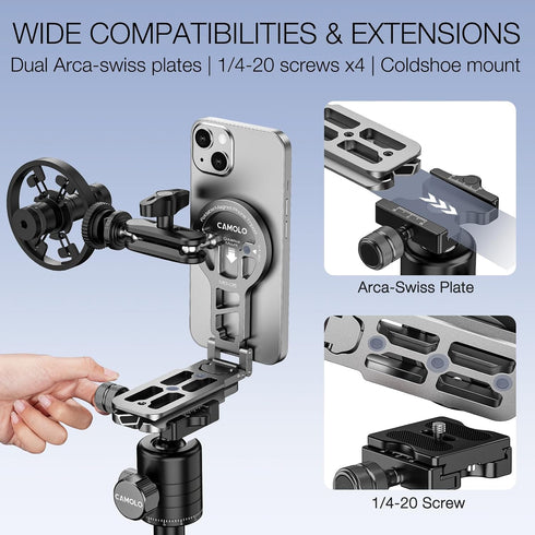 Magnetic Pocket Phone Tripod, Foldable Compatible with MagSafe iPhone 15/14/13/12 Plus Pro Max Series
