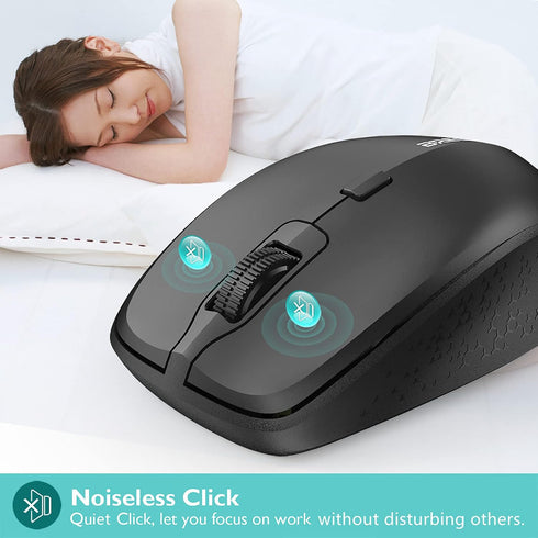 Ergonomic Bluetooth Mouse and Mouse Pad for Laptop, Silent with 3-Levels DPI, USB Nano Receiver for Android PC Notebook