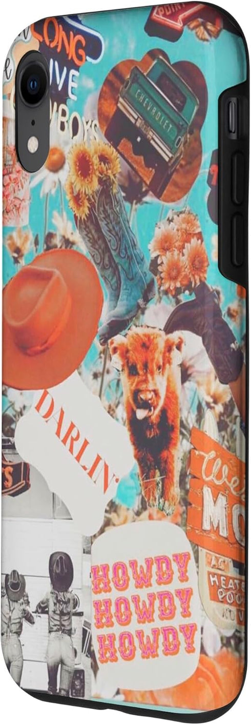 iPhone XR Funny Cowgirls Western Country Boho Farm Cows Cattle Chic Case