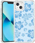 Blue Hibiscus Phone Case for iPhone 13 6.1 Inch, Shockproof TPU Clear Cute Blue Flower Design
