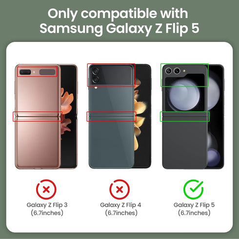 VEGO for Galaxy Z Flip 5 Case, Samsung Z Flip 5 case with Screen Protector & Hinge Protection, 360° Ring Kickstand, Full Body Protective Cover Case for Samsung Flip 5 2023 - Navy Blue