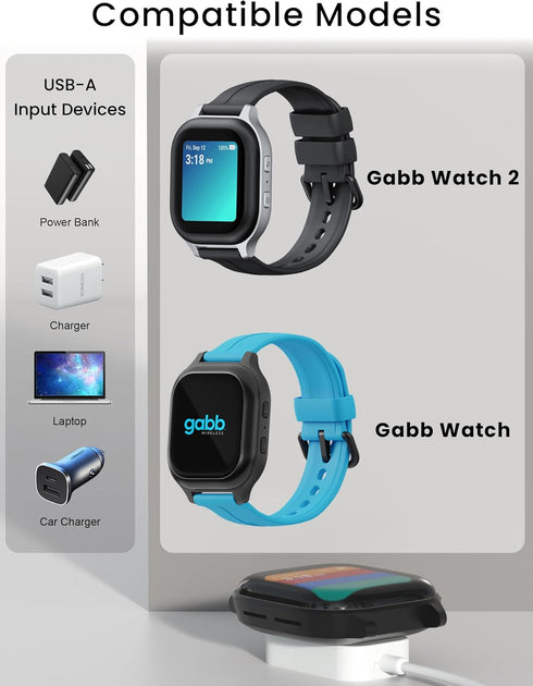 Bicmice Charger Compatible with Gabb Watch/Watch 2 Wireless Charging Dock Magnetic Charging Cable USB Cord Stand