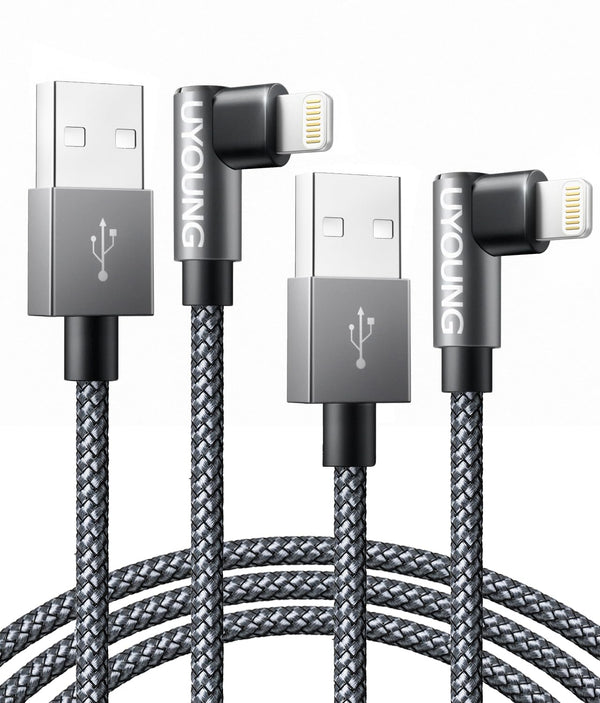 10ft 90 Degree iPhone Charging Cable 2 Pack - USB to Lightning, Extra Long, Compatible with iPhone
