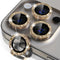 Gold Glitter Camera Lens Protector for iPhone 15 Pro/Pro Max - 9H Tempered Glass with Metal Ring Decoration.