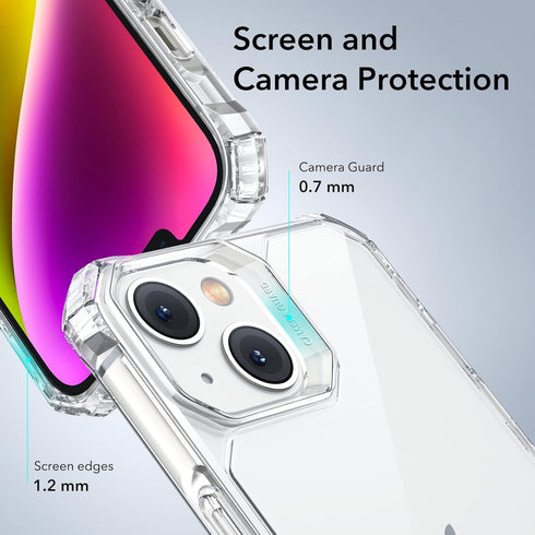 ESR Air Armor Case for iPhone 14/13, Clear, Military-Grade Protection, Shockproof Corners, Yellowing-Resistant Acrylic.