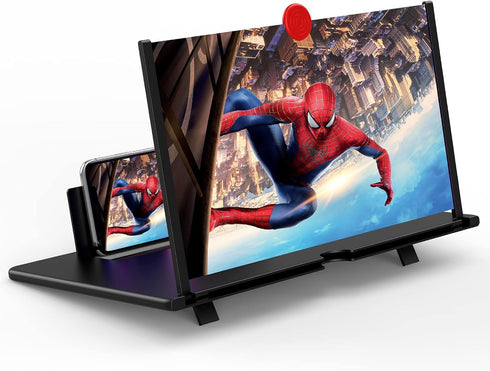 12" Screen Magnifier - 3D HD Mobile Phone Projector Screen for Movies, Videos, Gaming (Black, 12inch)