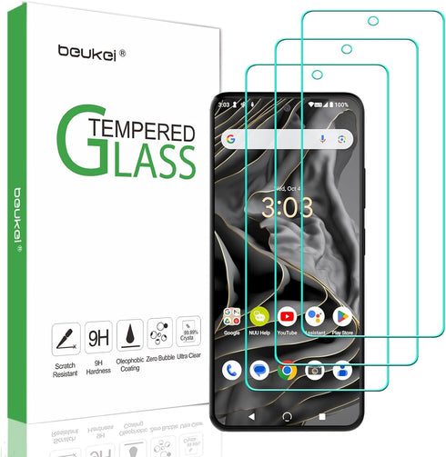 NUU A25 Screen Protector by Beukei (3 Pack) - Tempered Glass, Touch Sensitive, Case Friendly, 9H Hardness.