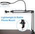 Overhead Camera Mount with Ring Light, 6’’ Phone Mount for iPhone Camera Webcam, Articulating Arm