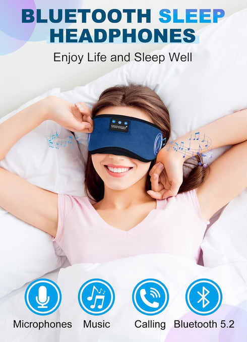 TOPOINT Sleep Headphones, Sleeping Headphones Bluetooth Sleep Mask with Bluetooth Headphones, Aid Sleep Light Blackout Sleeping Eye Mask Headphones for Sleeping Side Sleepers Men Women Girls