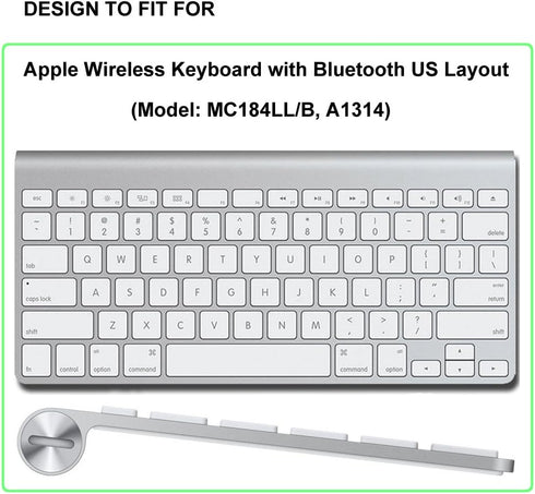 ProElife Ultra Thin Silicone Keyboard Protector Cover Skin for Apple Wireless Keyboard with Bluetooth MC184LL/B (Model A1314, U.S Layout) (Not Fits Magic Keyboard) (Black)