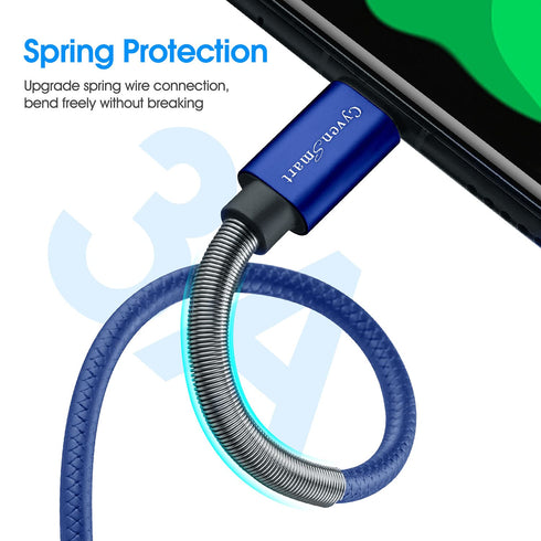 USB Type C Cable 10ft, USB A 2.0 to USB-C 3 Pack Fast Charger Extra Long Durable TPE Cord Compatible with Samsung Galaxy S10 S9 S8 Plus Note 9 8,A10/A20/A51 -Navy