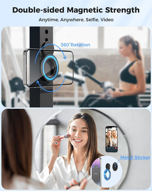 SUPERONE Magnetic Ring Holder for MagSafe Dual-Side Magnetic, Removable Gym Phone Grip with Kickstand for iPhone 15/14/13/12/ Series MagSafe Case All Phones Compatible with Magnetic Car Mount