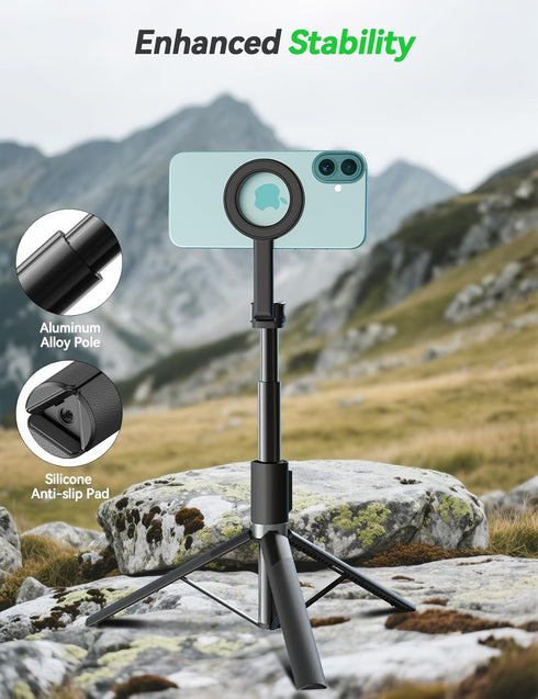 Takerers 66" 360 Magnetic Selfie Stick Tripod for iPhone Magsafe, Rotatable Aluminum Strong Magnetic Cell Phone Tripod