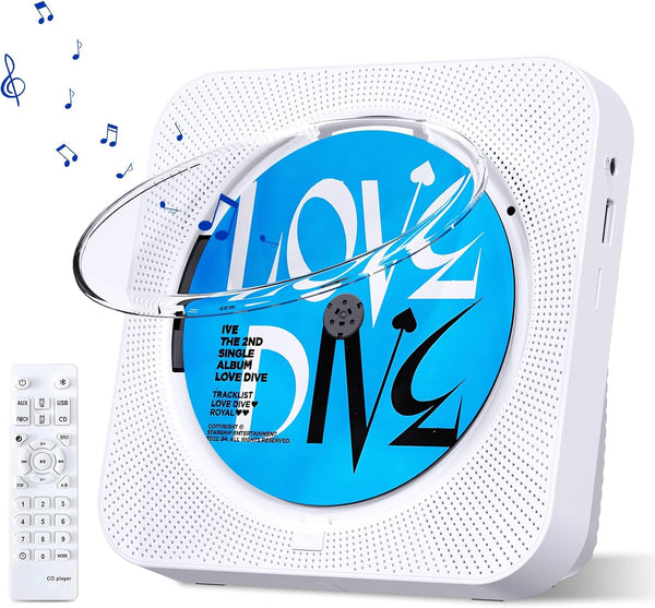 Bluetooth Desktop CD Player with Speakers, LED Screen, FM Radio, Remote Control, AUX, USB, TF Card Playback