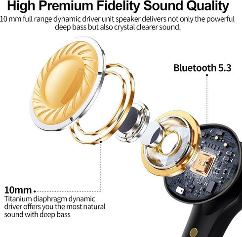 Lanteso Wireless Earbuds, Bluetooth Ear Buds with Mics, IPX5 Waterproof, Touch Control, Bass Sound for iPhone Android