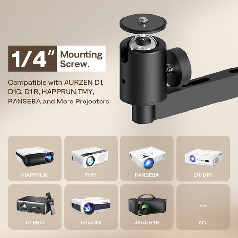 Aurzen 360 90 4.4 lbs, Projector Wall Mount Shelf, Wall Use with Adjustable Angle, Rotation and Tilt, Foldable