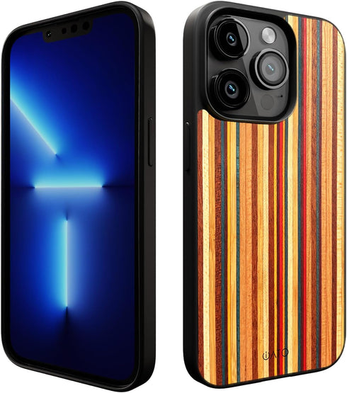 iATO iPhone 13 Pro Max Case - Premium Natural Wood Cover with Military-Grade Protection, Eco-Friendly (Skateboard)