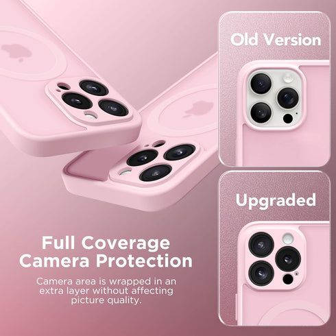 CAPRARO Pastel Pink Magnetic Case for iPhone 14 Pro, Shockproof Slim Thin Cover with Full Camera Protection