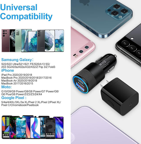 Type C Charger Fast Charging Block for Samsung Galaxy A15 5G, A55, A35, A14, A13, A25, A54, S24 S23 FE, A03s, S21 FE,