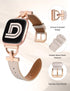 Wearlizer Leather Band for Fitbit Versa 2, Dressy Slim Leather Strap Wristband with D-Shape Metal Buckle