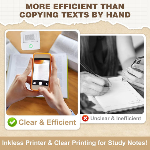 Thermal Mini Printer, Portable Inkless Sticker Maker, Bluetooth Printer for Phone, Compatible with iOS & Android