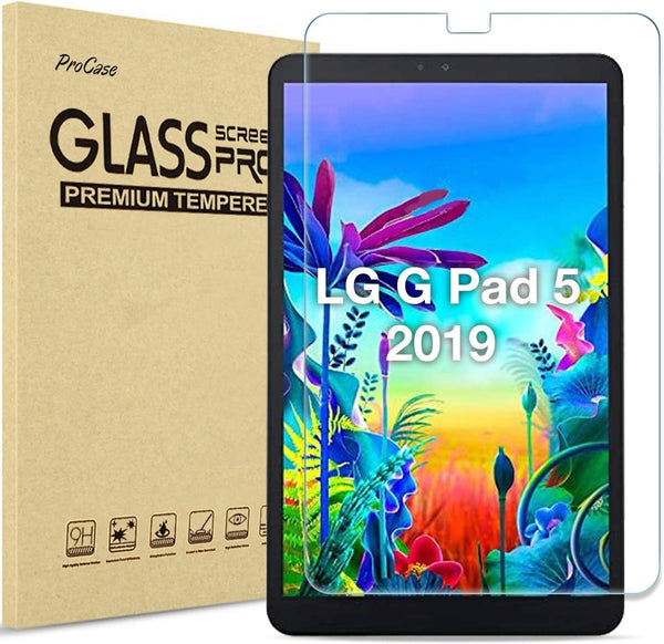 ProCase LG G Pad 5 10.1 Screen Protector 2019 (LM-T600 / LM-T605), Clear Tempered Glass Film Guard for 10.1 inch