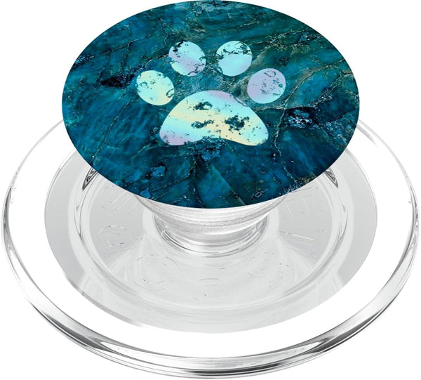 Rainbow Dog Paw Print Blue PopSockets PopGrip for MagSafe, Fun Phone Grip and Stand for Dog Lovers