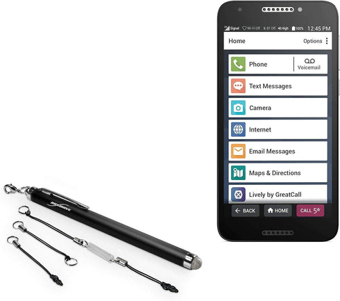 BoxWave EverTouch Stylus Pen for Jitterbug Smart2, Fiber Tip Capacitive Stylus - Jet Black