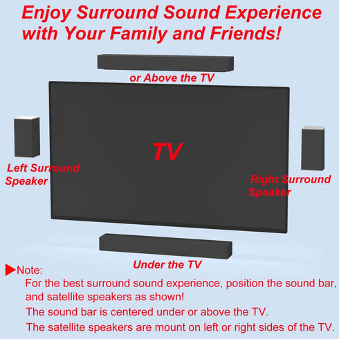Soundbar Wall Mount Bracket for Vizio Soundbar, Speaker Wall Mounts for Surround Sound or Bookshelf Speakers