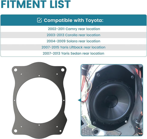 NuIth Rear Deck 6x9 to 6.5 inch Speaker Adapter Spacer Rings for Toyota 02-11 Camry/03-13 Corolla/07-15 Yaris/04-09