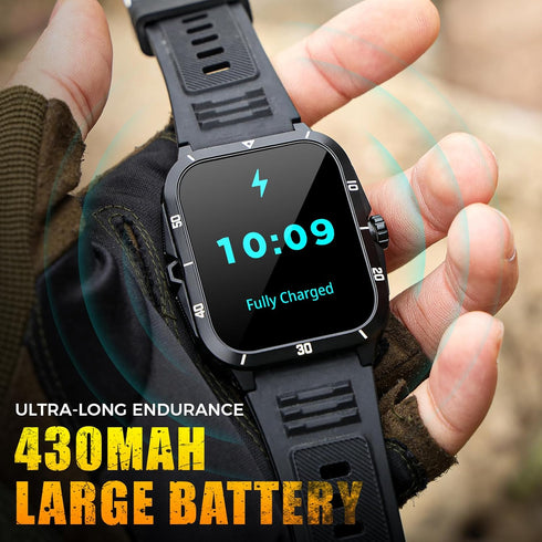 Military Smart Watch for Men, 3ATM Waterproof, 2.0'' Big Screen Tactical Smartwatch, 430mAh Fitness Tracker with Heart