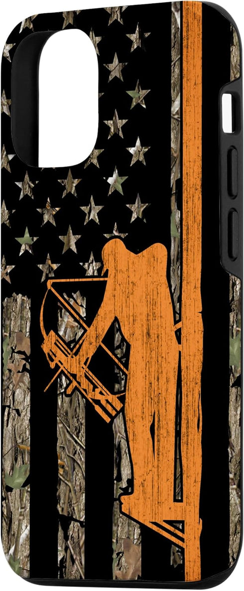 iPhone 12/12 Pro Camouflage Case - Bow Hunting Tree Stand Deer Hunter American Flag
