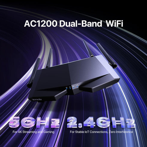 Tenda AC1200 4 100 IPv6 Controls(AC6) Smart WiFi Router, High Speed Dual Band Wireless Internet Router with Smart APP