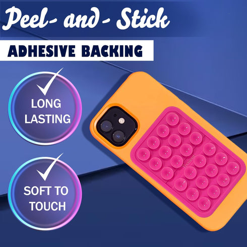 Suction Phone Case Mount, Sillicon Adhesive Phone Accessory for iPhone and Android, Hands-Free Fidget Toy Mirror Shower Phone Holder, Tiktok Videos and Selfies (Black)