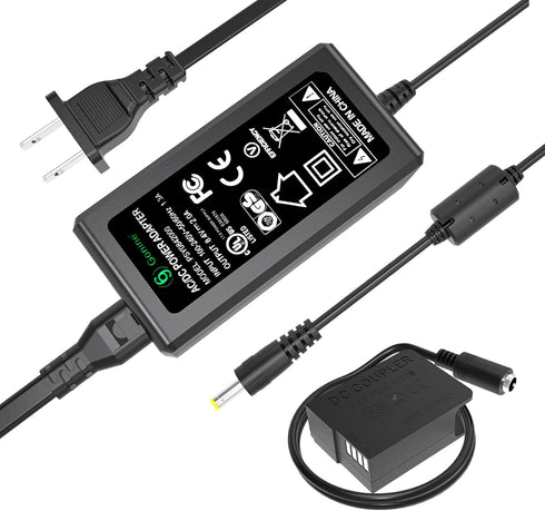 Gonine DMW-DCC8 DMW-AC8 Camera AC Power Supply Adapter Dummy Battery Charger Kit for Panasonic DMC-FZ200, GX8, G85