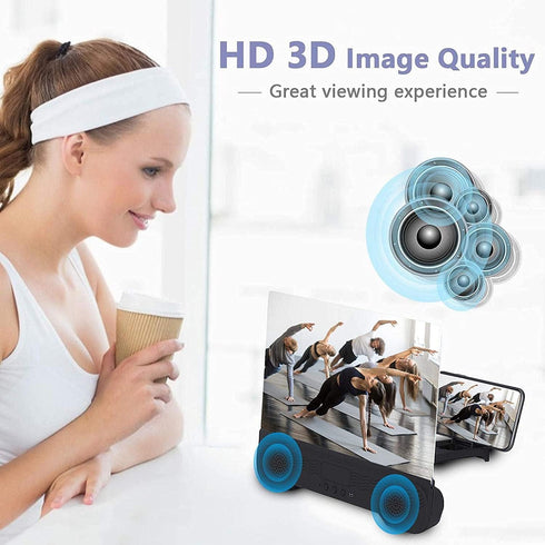 14'' Screen Magnifier with Bluetooth Speakers: 3D Projector Screen Enlarger for Movies and Games, Supports All