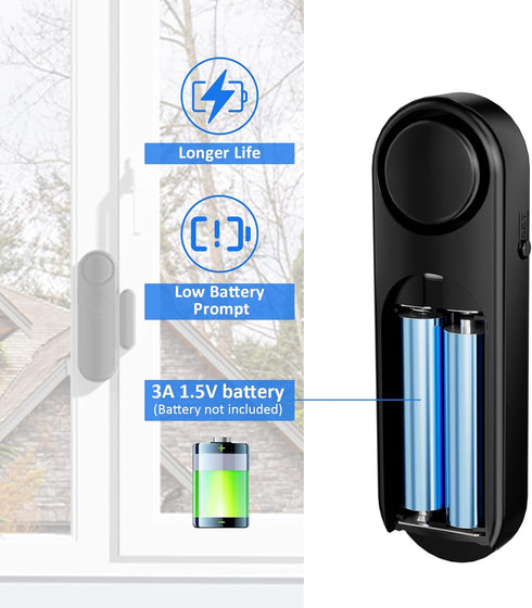Door Alarm When Opened (2 Pack), 120dB Door and Window Open Sensor for Home Security, Kid Safety, Black