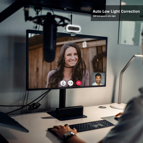 Hrayzan 2K 65 USB-C Webcam with Ring Light/Fill RGB Light, Privacy Cover, Built-in Dual Microphone, FOV, Plug & Play