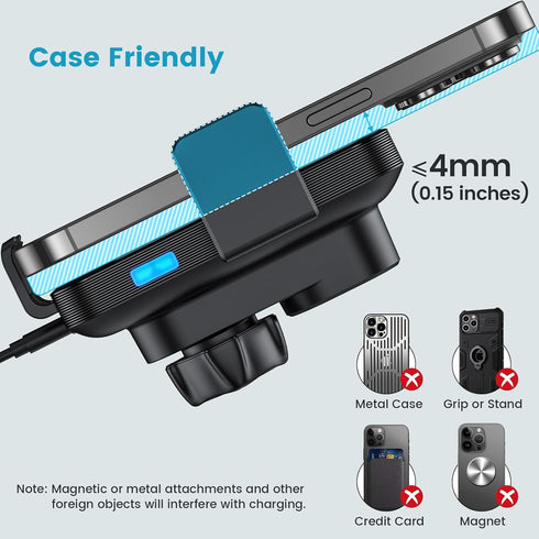 APPS2Car Wireless Car Charger Mount - CD Slot Auto Clamping 15W Fast Charging Phone Holder for iPhone 16, 15, 14, 13, 12