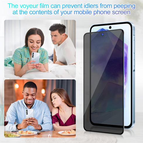 2 Pack Privacy Screen Protector for Samsung Galaxy A55/A35, Anti-Spy Tempered Glass, Ultra HD, Anti-Scratch, Bubble-Free