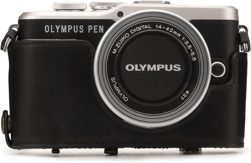 MegaGear Ever Ready Leather Camera Case Compatible with Olympus Pen E-PL10, E-PL9 (14-42mm)